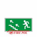 Znak Kierunek do wyjścia drogi ewakuacyjnej schodami w górę (na lewo)